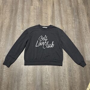 Primark Self Love Club Sweatshirt‎ Cropped Gray Pullover XS Extra Small